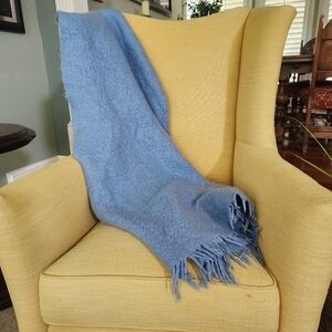 WARATAH Throw Lap Blanket Blue 100% Mohair Pile Made In Australia 50 x 40 Fringe